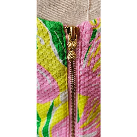 Lilly Pulitzer Embroidered Flamingo Fan Party Mini Dress Women Size 2 Pink Green - Picture 6 of 7